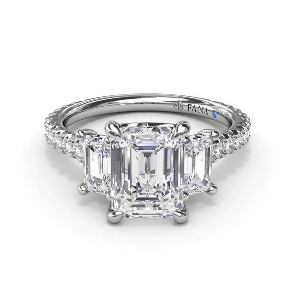 14K White Gold Three Stone Diamond Engagement Ring Image 2 Elgin's Fine Jewelry Baton Rouge, LA