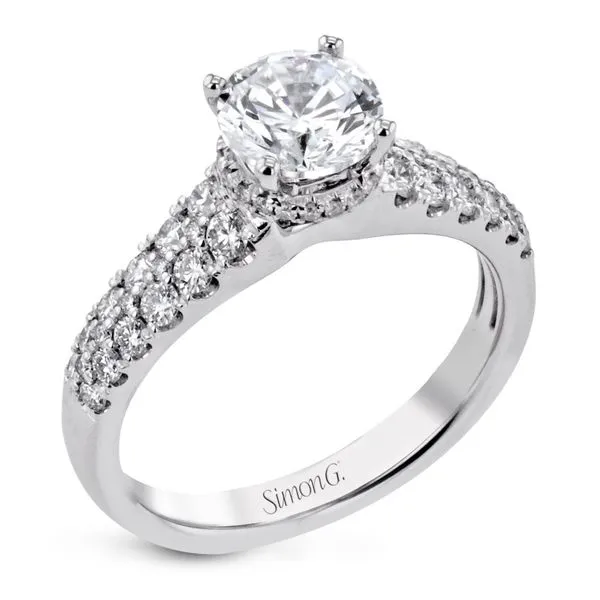 18K White Gold Diamond Halo Engagement Ring Elgin's Fine Jewelry Baton Rouge, LA