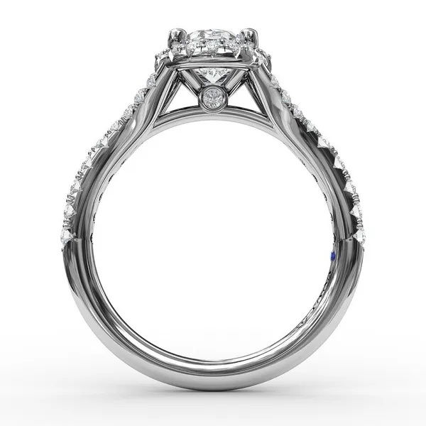 14K White Gold Classic Diamond Halo Engagement Ring with a Subtle Split Band Image 2 Elgin's Fine Jewelry Baton Rouge, LA