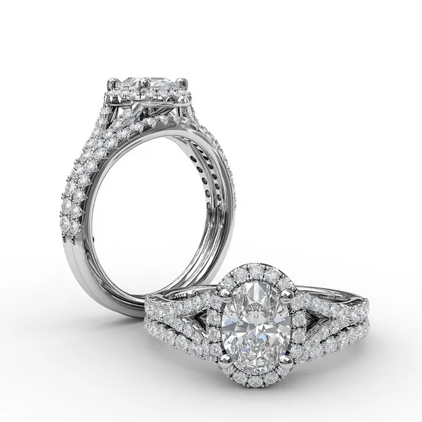 14K White Gold Classic Diamond Halo Engagement Ring with a Subtle Split Band Image 4 Elgin's Fine Jewelry Baton Rouge, LA
