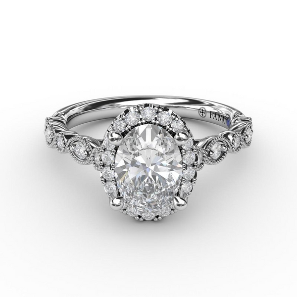 14K White Gold Oval Halo Diamond Engagement Ring Image 3 Elgin's Fine Jewelry Baton Rouge, LA