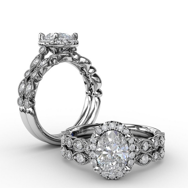 14K White Gold Oval Halo Diamond Engagement Ring Image 4 Elgin's Fine Jewelry Baton Rouge, LA