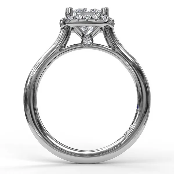 14K White Gold Classic Cushion Halo Engagement Ring Image 2 Elgin's Fine Jewelry Baton Rouge, LA