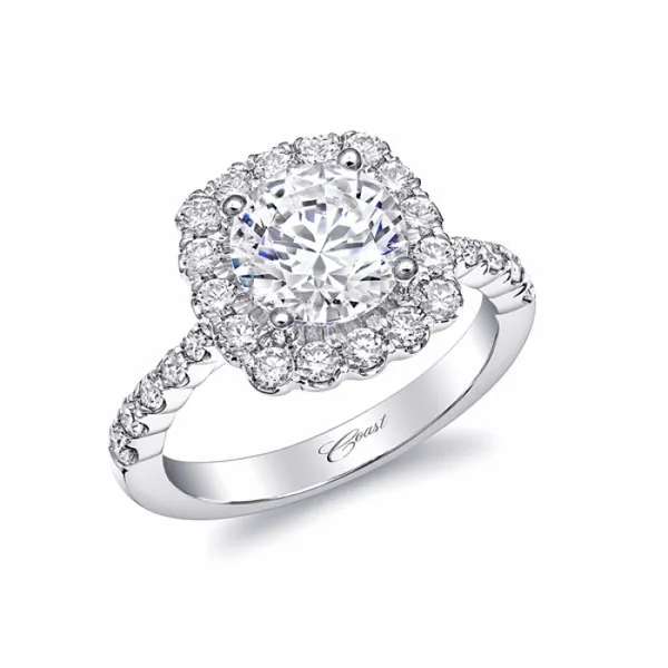 14K White Gold Diamond Halo Engagement Ring Elgin's Fine Jewelry Baton Rouge, LA