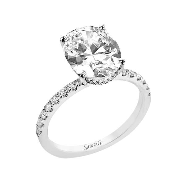 Simon G 18K White Gold Oval Engagement Ring Elgin's Fine Jewelry Baton Rouge, LA