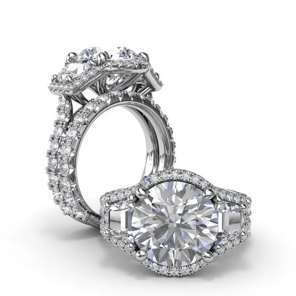 14K White Gold Three Stone Trapezoids Diamond Engagement Ring Image 4 Elgin's Fine Jewelry Baton Rouge, LA
