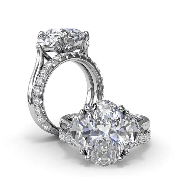 14K White Gold Three Stone Diamond Cadillac Engagement Ring Image 4 Elgin's Fine Jewelry Baton Rouge, LA