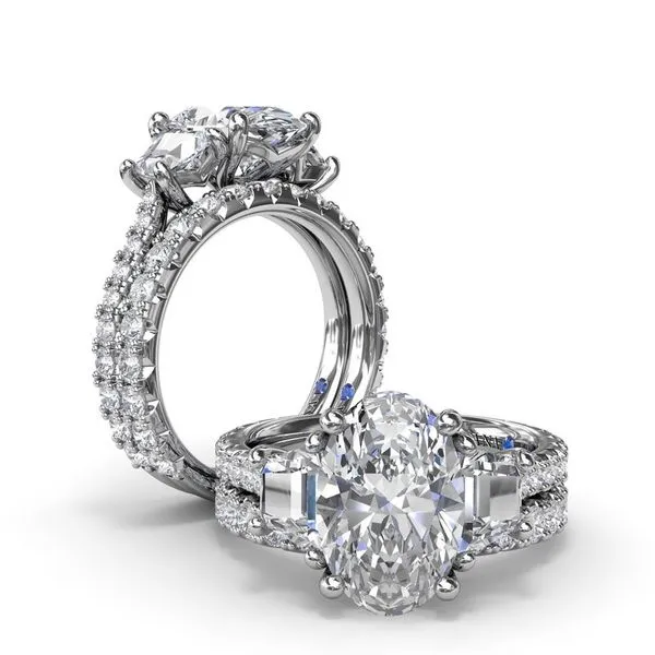 14K White Gold Three Stone Oval Diamond Engagement Ring Image 4 Elgin's Fine Jewelry Baton Rouge, LA