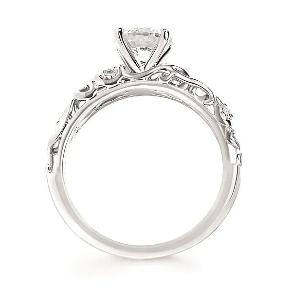 14K White Gold Diamond Ivy Filigree Engagement Ring Image 2 Elgin's Fine Jewelry Baton Rouge, LA