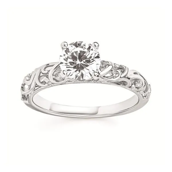 14K White Gold Diamond Ivy Filigree Engagement Ring Elgin's Fine Jewelry Baton Rouge, LA