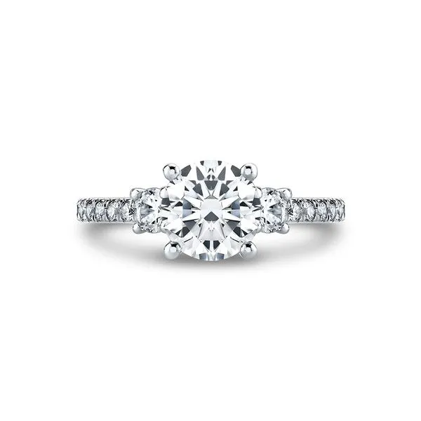 14K Two-Tone Round Three Stone Engagement Ring Image 3 Elgin's Fine Jewelry Baton Rouge, LA