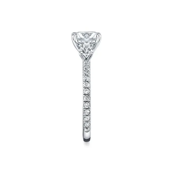 14K Two-Tone Round Three Stone Engagement Ring Image 4 Elgin's Fine Jewelry Baton Rouge, LA