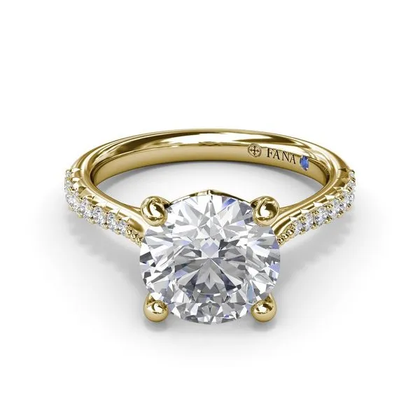 14k Gold Milgrain Graduated Diamond Engagement Ring Image 3 Elgin's Fine Jewelry Baton Rouge, LA
