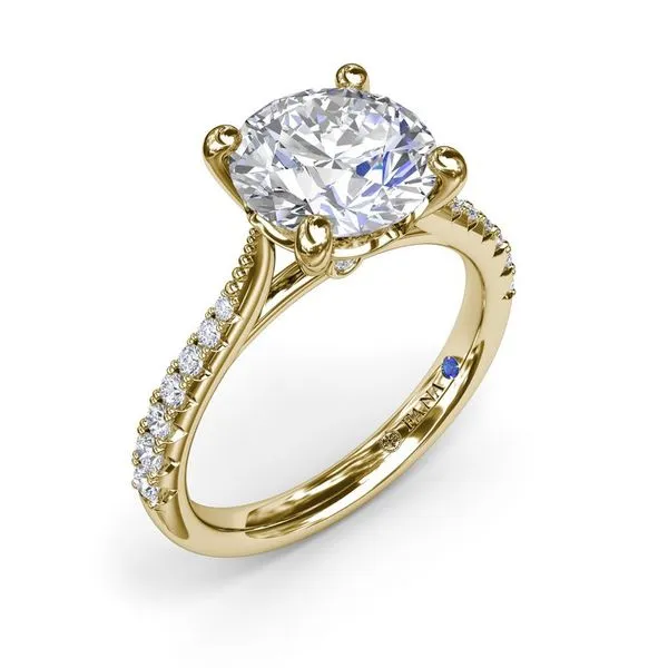 14k Gold Milgrain Graduated Diamond Engagement Ring Elgin's Fine Jewelry Baton Rouge, LA