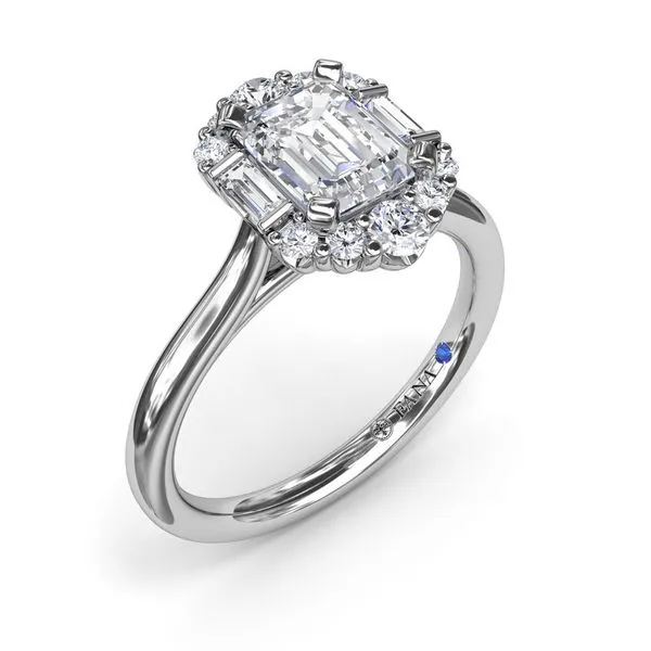 14K Graduated Halo Emerald Diamond Engagement Ring Image 3 Elgin's Fine Jewelry Baton Rouge, LA