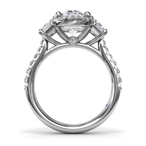 14kt White Gold Halo Diamond Engagement Ring with Lab Trapezoid Sides Image 2 Elgin's Fine Jewelry Baton Rouge, LA