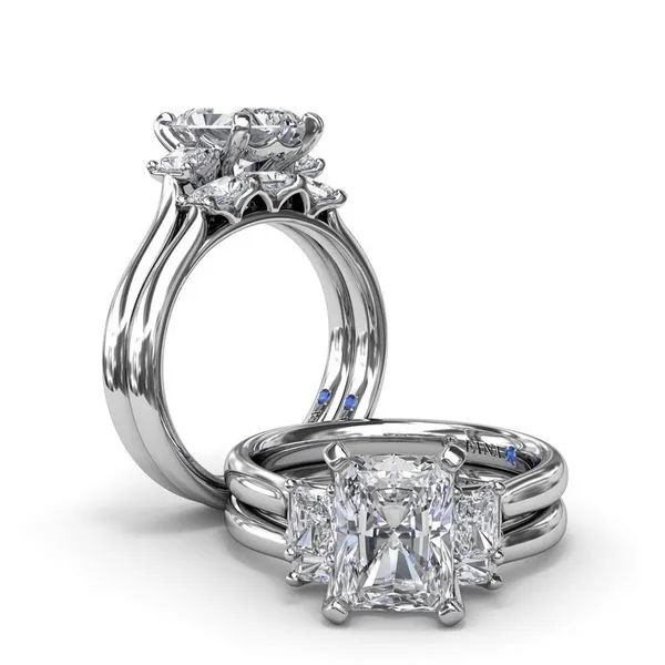 14kt White Gold Radiant Three Stone Diamond Engagement Ring Image 4 Elgin's Fine Jewelry Baton Rouge, LA