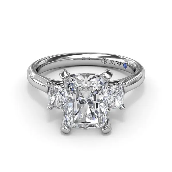 14kt White Gold Radiant Three Stone Diamond Engagement Ring Elgin's Fine Jewelry Baton Rouge, LA