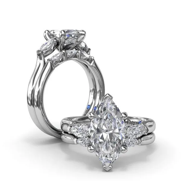 14kt White Gold Marquise Three Stone Diamond Engagement Ring Image 4 Elgin's Fine Jewelry Baton Rouge, LA