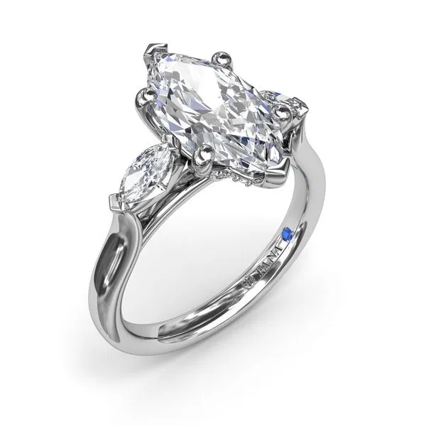 14kt White Gold Marquise Three Stone Diamond Engagement Ring Elgin's Fine Jewelry Baton Rouge, LA