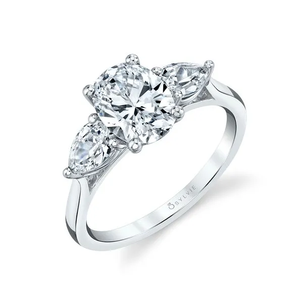 Oval & Pear Shape Three Stone Engagement Ring Mounting Elgin's Fine Jewelry Baton Rouge, LA