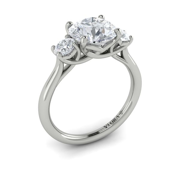 14kt White Gold Classic Round Three Stone Engagement Ring Elgin's Fine Jewelry Baton Rouge, LA