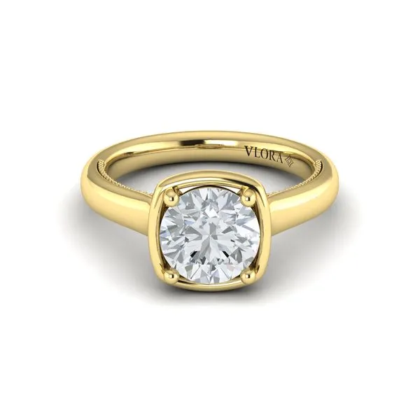 14kt Yellow Gold Chunky Frame Solitaire Engagement Ring Image 2 Elgin's Fine Jewelry Baton Rouge, LA