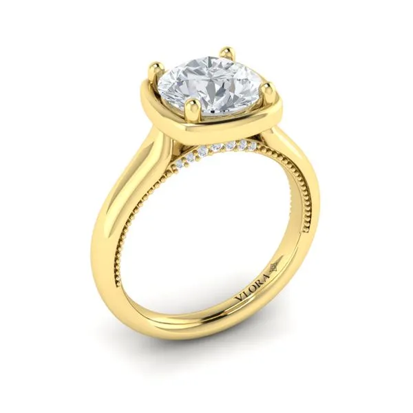 14kt Yellow Gold Chunky Frame Solitaire Engagement Ring Elgin's Fine Jewelry Baton Rouge, LA