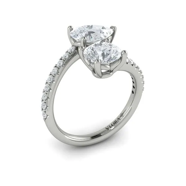 14kt White Gold Two Stone Engagement Ring Image 2 Elgin's Fine Jewelry Baton Rouge, LA