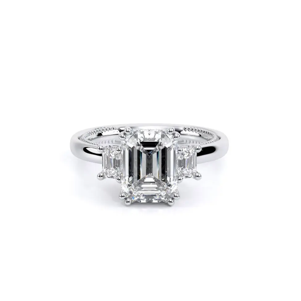 Verragio Renaissance Emerald Cut Three Stone Engagement Ring Elgin's Fine Jewelry Baton Rouge, LA