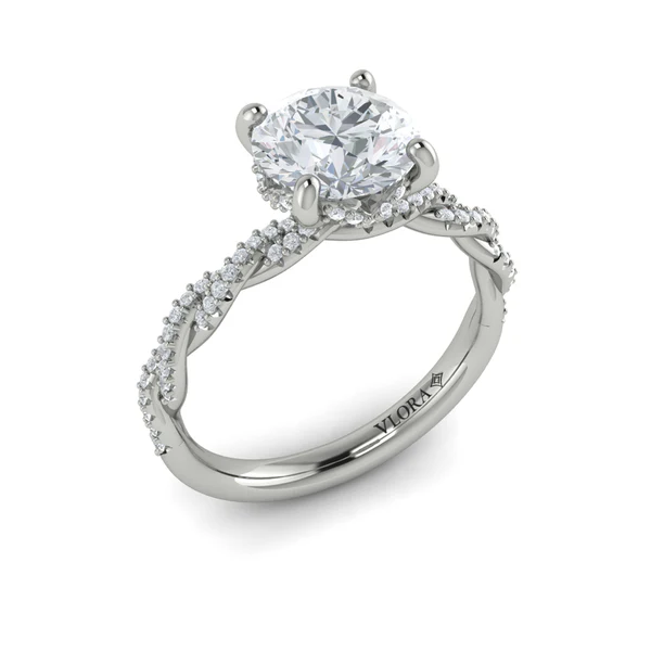 14k White Gold Diamond Entwined Engagement Ring Elgin's Fine Jewelry Baton Rouge, LA