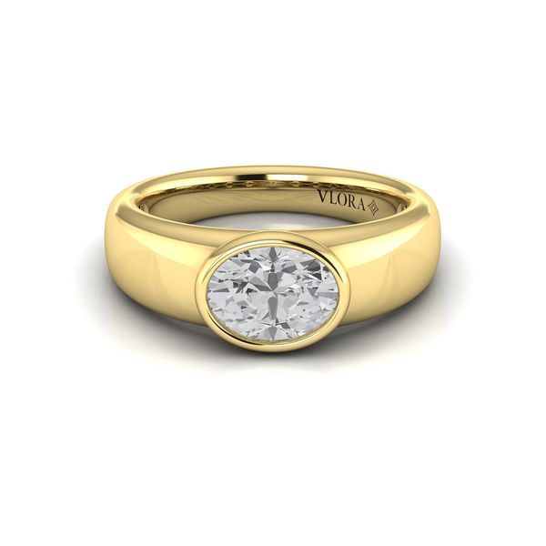 14kt Yellow Gold Bezel Set Oval Solitaire Engagment Ring Image 2 Elgin's Fine Jewelry Baton Rouge, LA