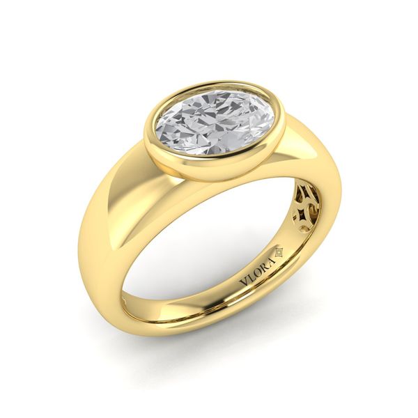 14kt Yellow Gold Bezel Set Oval Solitaire Engagment Ring Elgin's Fine Jewelry Baton Rouge, LA