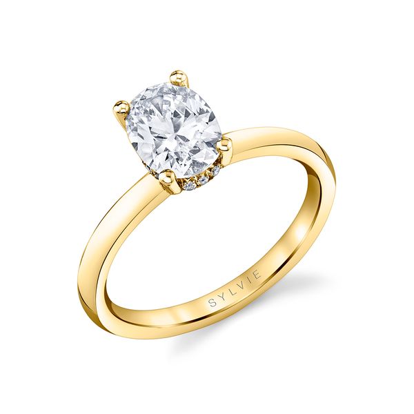 14Kt Yellow Gold Oval Solitaire Hidden Halo Engagement Ring Elgin's Fine Jewelry Baton Rouge, LA