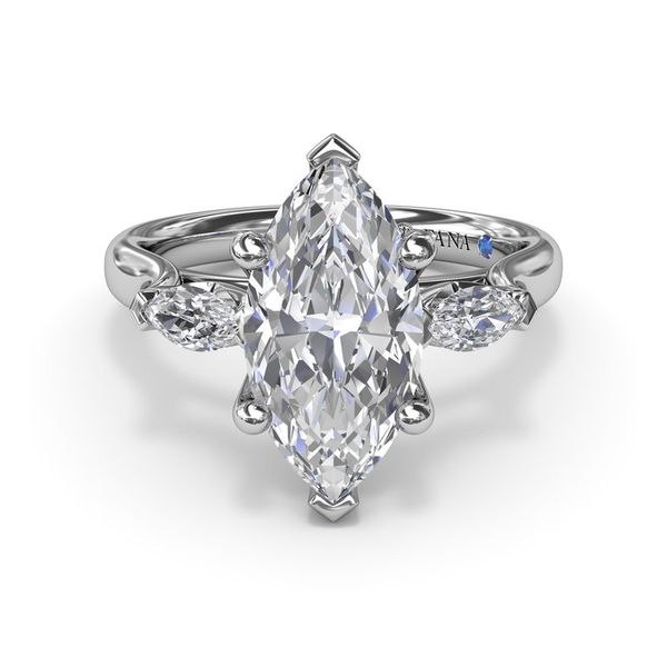 14kt White Gold Marquise Three Stone Diamond Engagement Ring Image 3 Elgin's Fine Jewelry Baton Rouge, LA