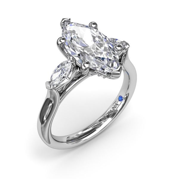 14kt White Gold Marquise Three Stone Diamond Engagement Ring Elgin's Fine Jewelry Baton Rouge, LA