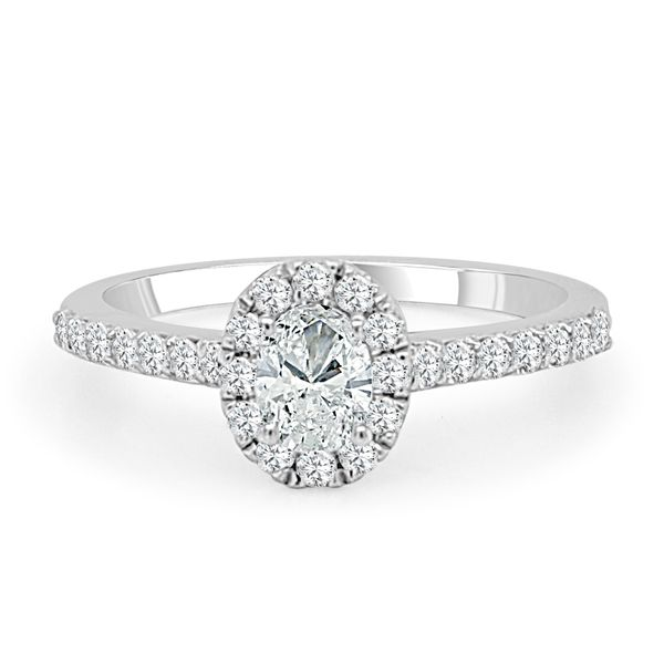 14K White Gold Diamond Halo Engagement Ring Elgin's Fine Jewelry Baton Rouge, LA