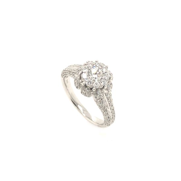 14K White Gold Diamond Eloquence Cluster Engagement Ring Elgin's Fine Jewelry Baton Rouge, LA