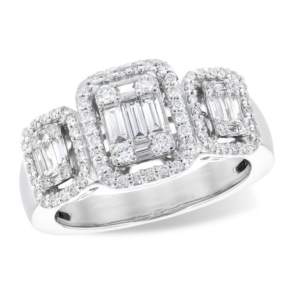 14K White Gold Diamond Mosaic Cluster Engagement Ring Elgin's Fine Jewelry Baton Rouge, LA