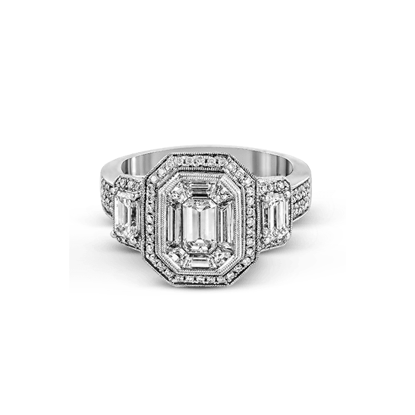 18K White Gold Diamond Mosaic Halo Engagement Ring Image 2 Elgin's Fine Jewelry Baton Rouge, LA