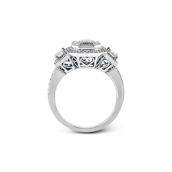 18K White Gold Diamond Mosaic Halo Engagement Ring Image 3 Elgin's Fine Jewelry Baton Rouge, LA