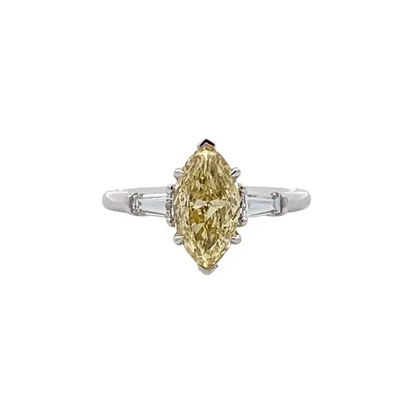 Lab Grown Marquise Yellow Diamond Engagement Ring Elgin's Fine Jewelry Baton Rouge, LA