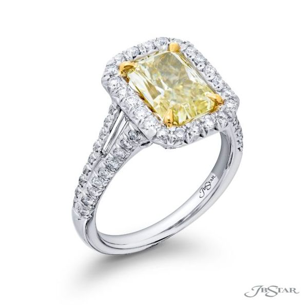 Platinum and 18kt Gold Yellow Radiant Diamond Ring Image 2 Elgin's Fine Jewelry Baton Rouge, LA