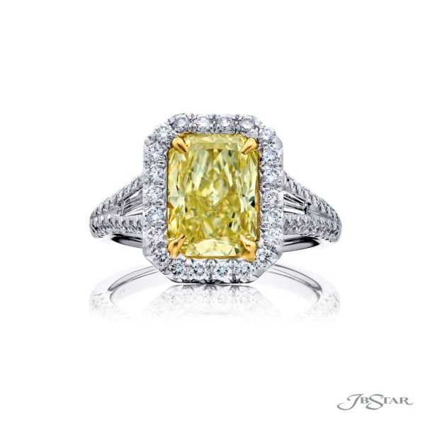 Platinum and 18kt Gold Yellow Radiant Diamond Ring Elgin's Fine Jewelry Baton Rouge, LA