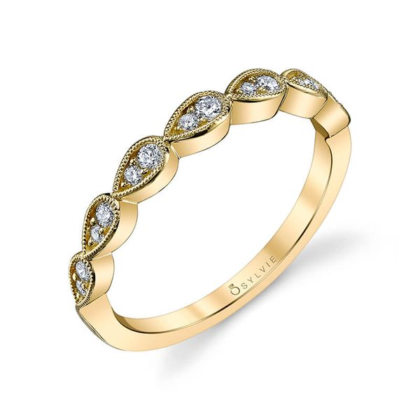 14K Yellow Gold Stackable Diamond Wedding Band Elgin's Fine Jewelry Baton Rouge, LA