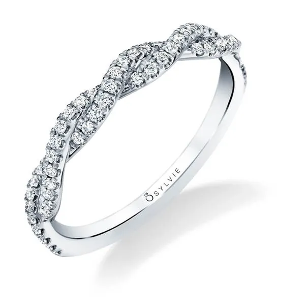 14K White Gold Twisted Diamond Wedding Band Elgin's Fine Jewelry Baton Rouge, LA