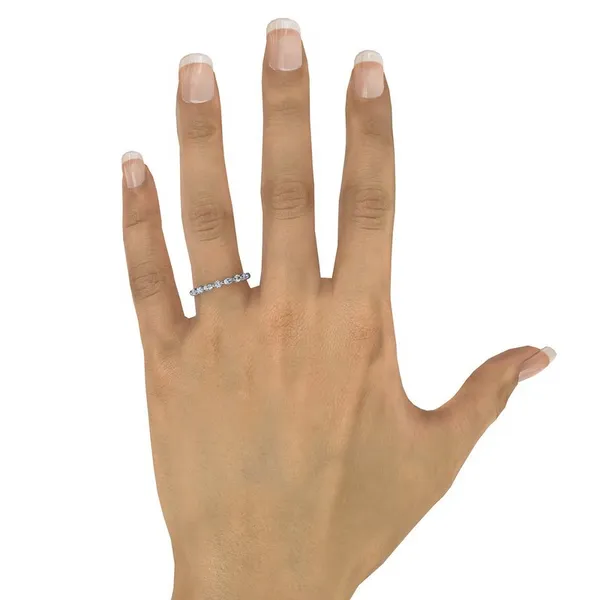 14K White Gold Alternating Round and Marquise Diamond Wedding Band Image 4 Elgin's Fine Jewelry Baton Rouge, LA