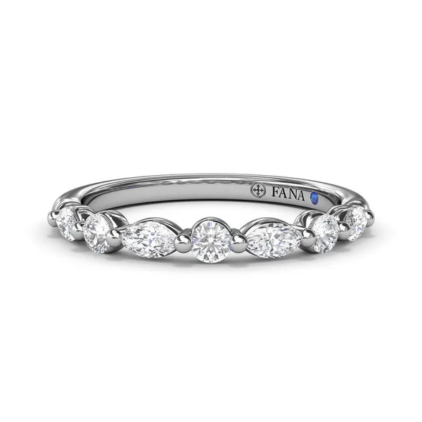 14K White Gold Alternating Round and Marquise Diamond Wedding Band Elgin's Fine Jewelry Baton Rouge, LA