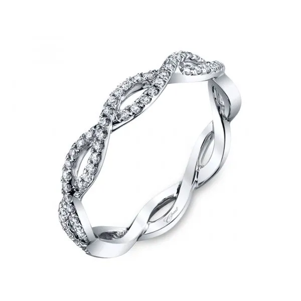 14K White Gold Diamond Fishtail Twisted Wedding Band Elgin's Fine Jewelry Baton Rouge, LA