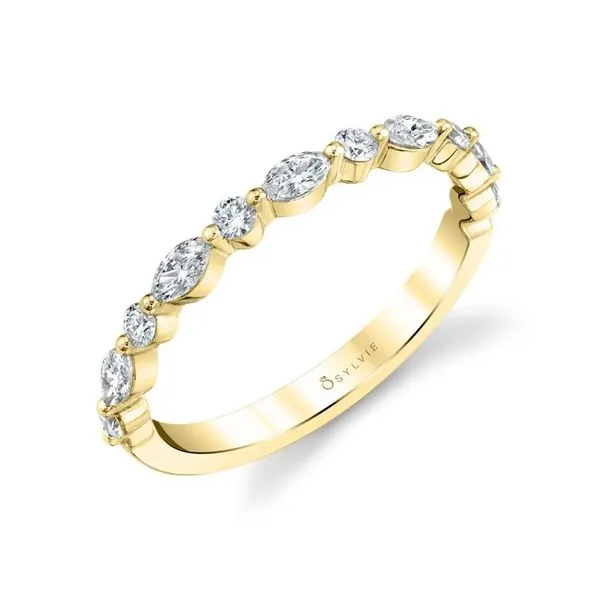 14K Yellow Gold Round and Marquise Diamond Wedding Band Elgin's Fine Jewelry Baton Rouge, LA